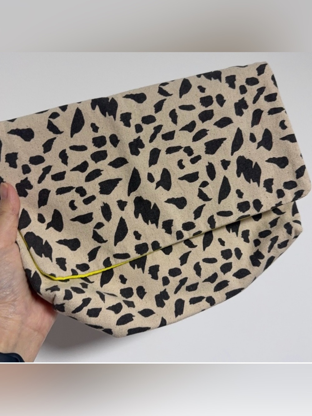 New cream and black animal print makeup bag/ cosmetic bag